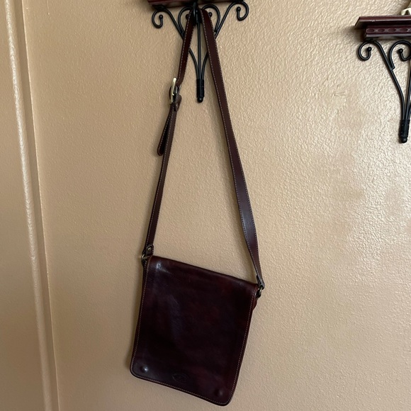 GRUPO GIORGIO 1966 Vera Pelle genuine brown leather crossbody made in Italy - Picture 3 of 16